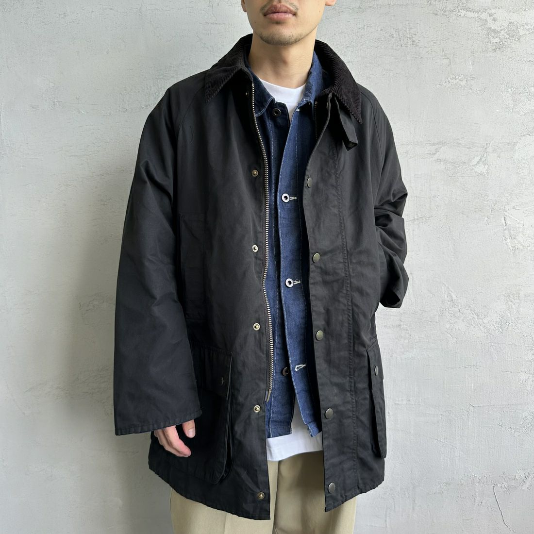 Barbour [バブアー] 別注 BEAUFORT ビューフォートジャケット [MCAS149-JF] BLACK &&モデル身長：168cm 着用サイズ：40&&