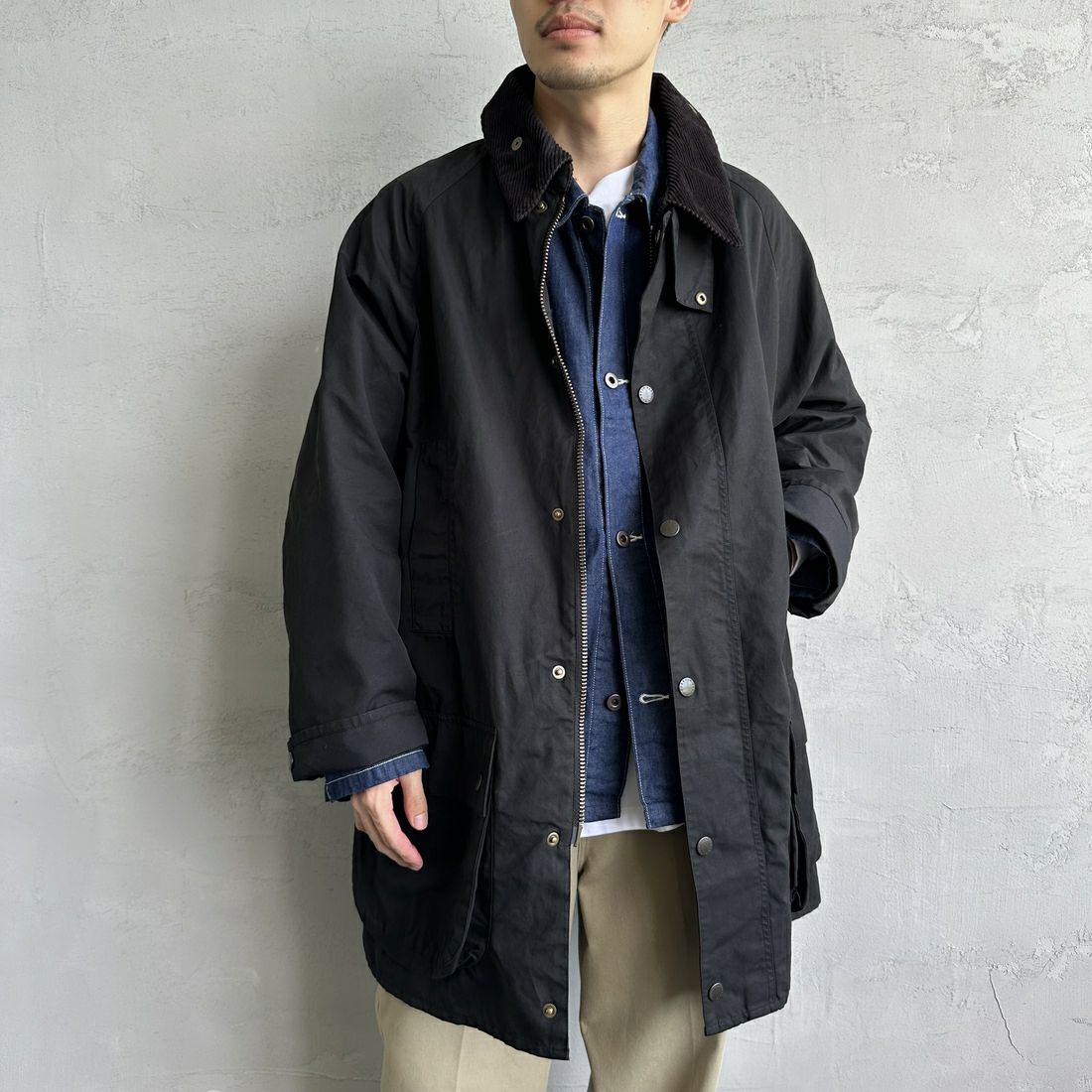 Barbour [バブアー] 別注 BEAUFORT ビューフォートジャケット [MCAS149-JF] BLACK &&モデル身長：168cm 着用サイズ：46&&