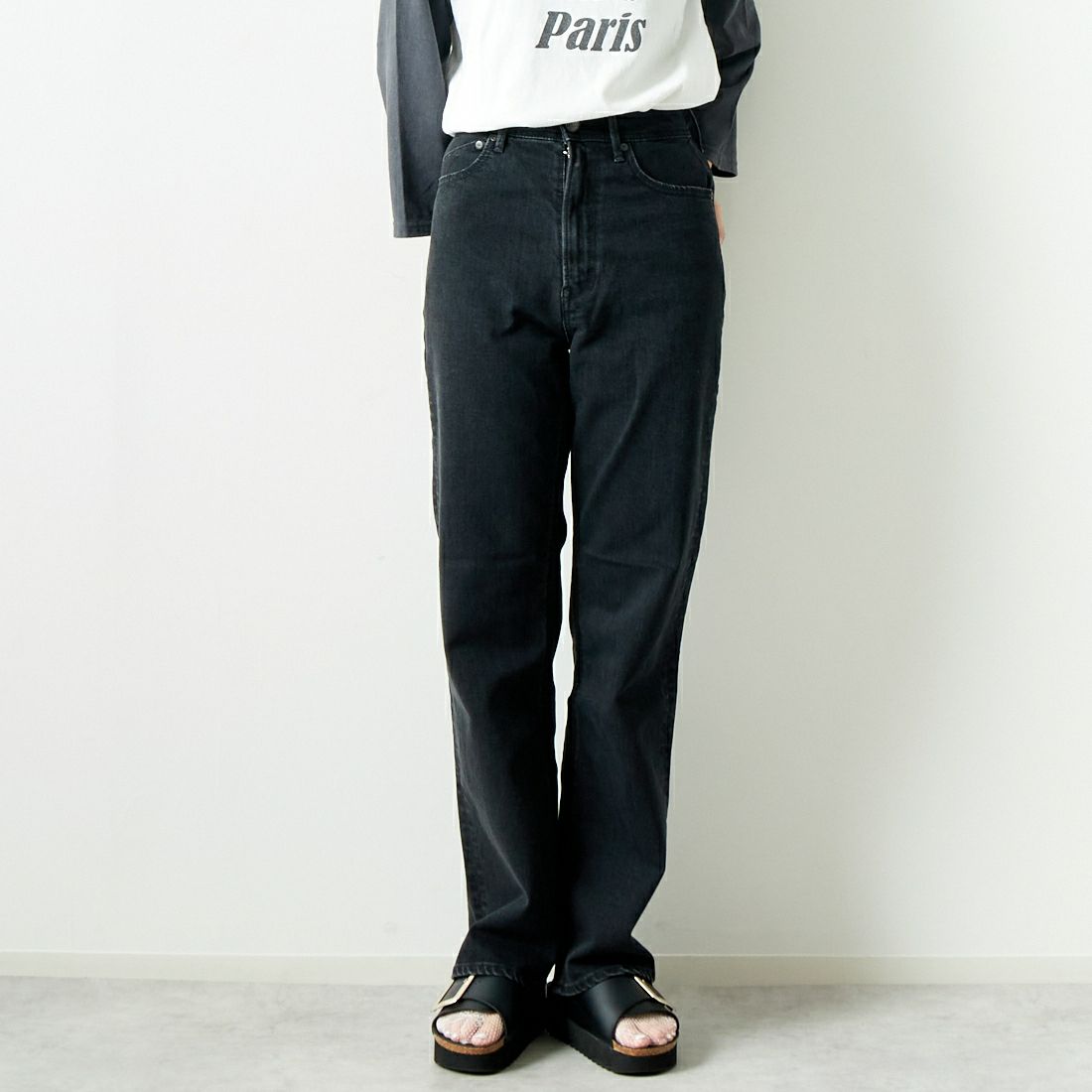 YANUK [ヤヌーク] ボーイズストレート LEA/レア [57142237] OBK &&モデル身長：167cm 着用サイズ：24&&
