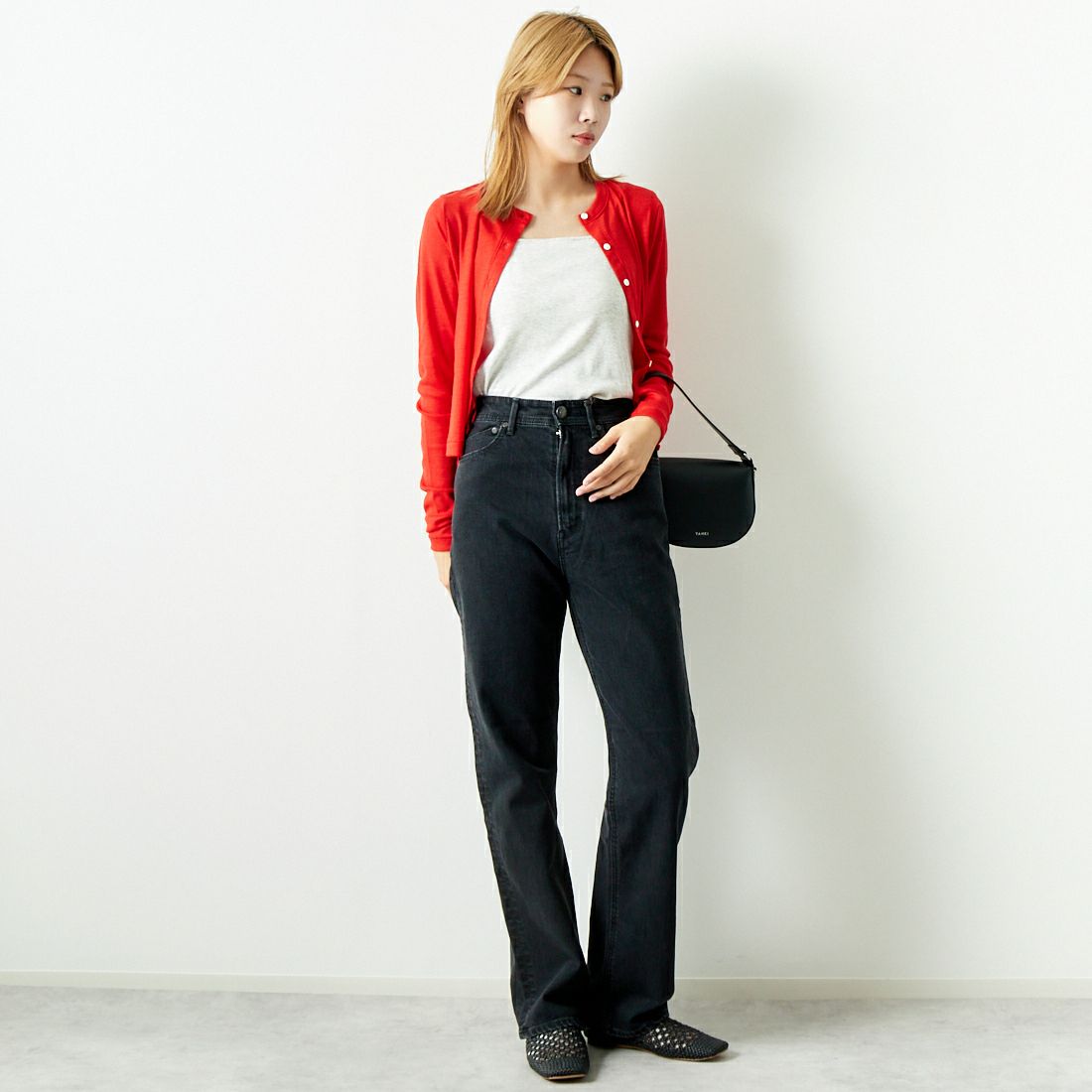 YANUK [ヤヌーク] ボーイズストレート LEA/レア [57142237] OBK &&モデル身長：167cm 着用サイズ：24&&