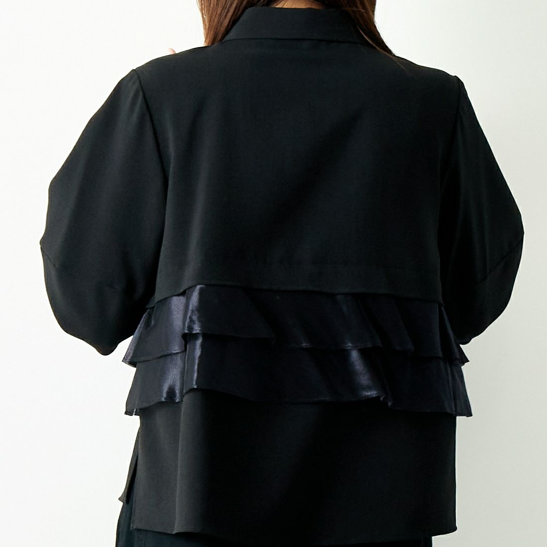 Jeans Factory Clothes [ジーンズファクトリークローズ] グロッシーペプラムシャツブラウス [7643383] BLACK