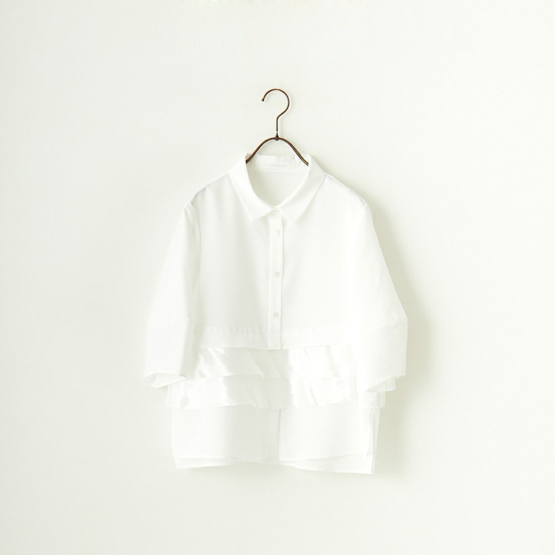 Jeans Factory Clothes [ジーンズファクトリークローズ] グロッシーペプラムシャツブラウス [7643383] OFF WHITE