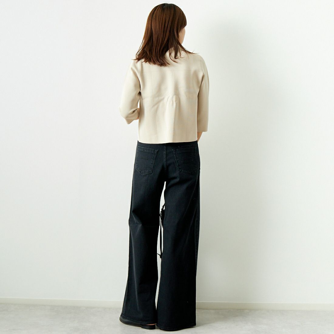 Jeans Factory Clothes [ジーンズファクトリークローズ] ジップアップポロニット [11241802] ｸﾞﾚｰｼﾞｭ &&モデル身長：167cm 着用サイズ：F&&