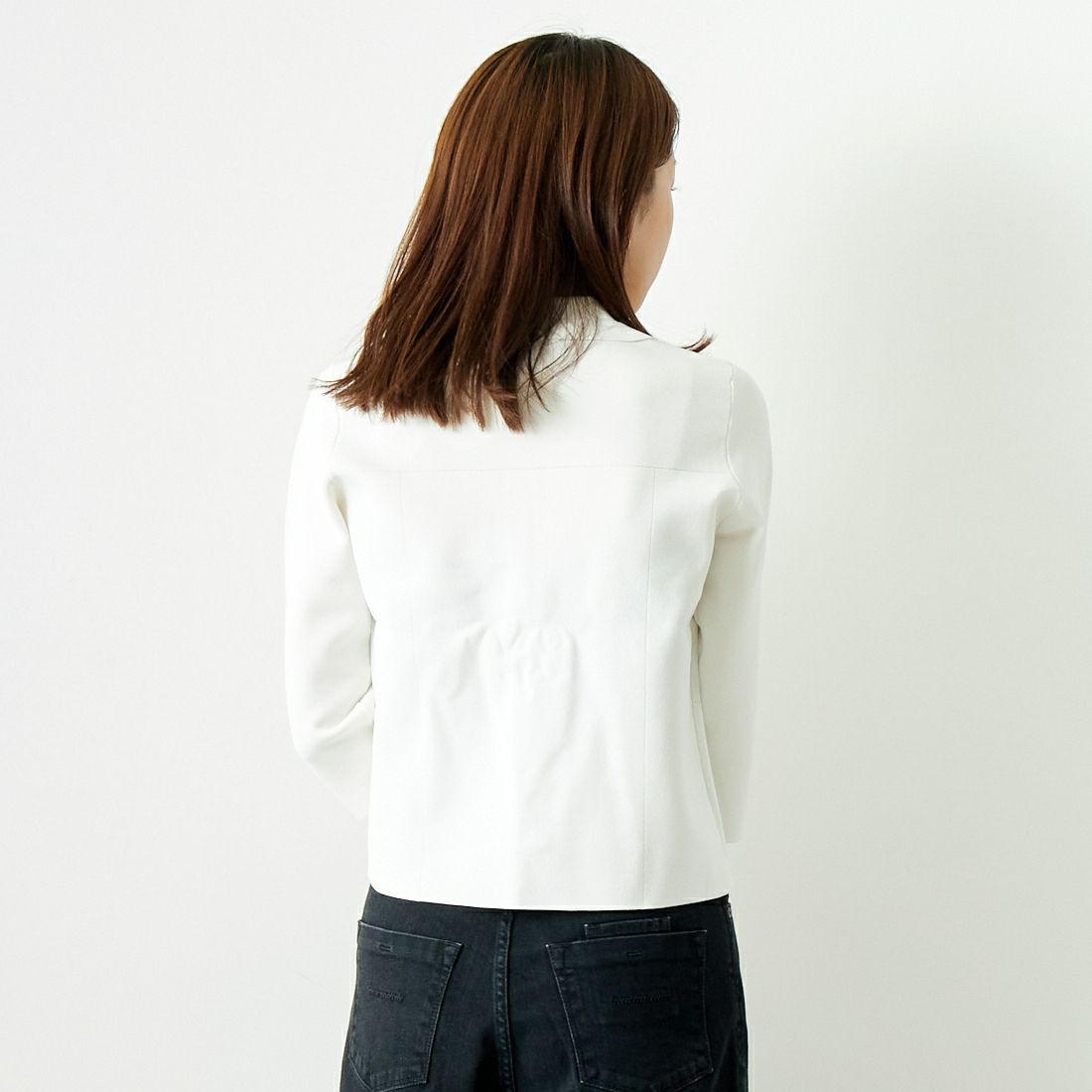 Jeans Factory Clothes [ジーンズファクトリークローズ] ジップアップポロニット [11241802] ﾎﾜｲﾄ &&モデル身長：167cm 着用サイズ：F&&