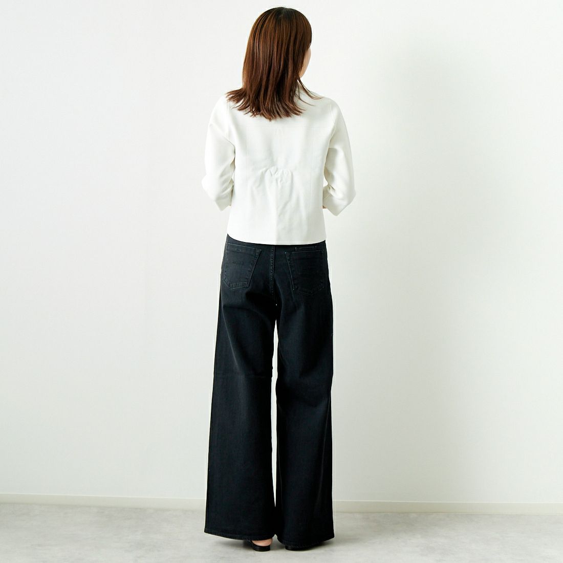Jeans Factory Clothes [ジーンズファクトリークローズ] ジップアップポロニット [11241802] ﾎﾜｲﾄ &&モデル身長：167cm 着用サイズ：F&&