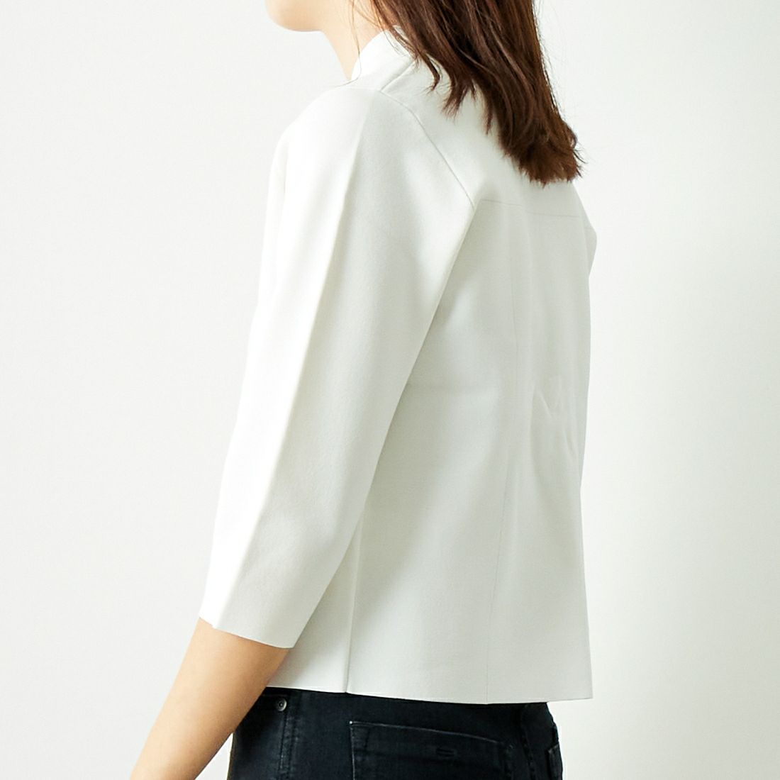 Jeans Factory Clothes [ジーンズファクトリークローズ] ジップアップポロニット [11241802] ﾎﾜｲﾄ &&モデル身長：167cm 着用サイズ：F&&