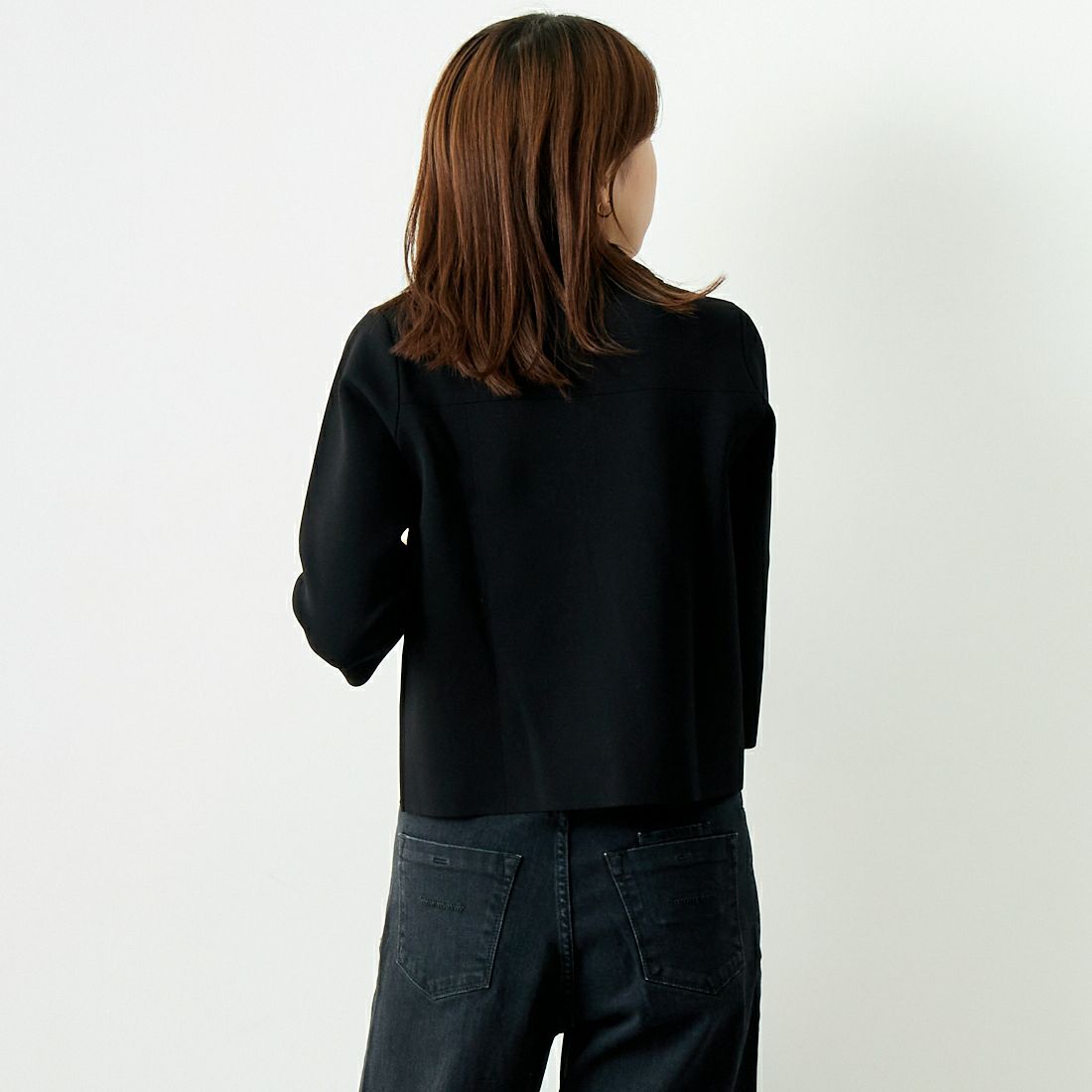Jeans Factory Clothes [ジーンズファクトリークローズ] ジップアップポロニット [11241802] ﾌﾞﾗｯｸ &&モデル身長：167cm 着用サイズ：F&&