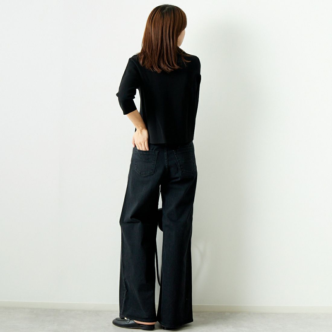 Jeans Factory Clothes [ジーンズファクトリークローズ] ジップアップポロニット [11241802] ﾌﾞﾗｯｸ &&モデル身長：167cm 着用サイズ：F&&