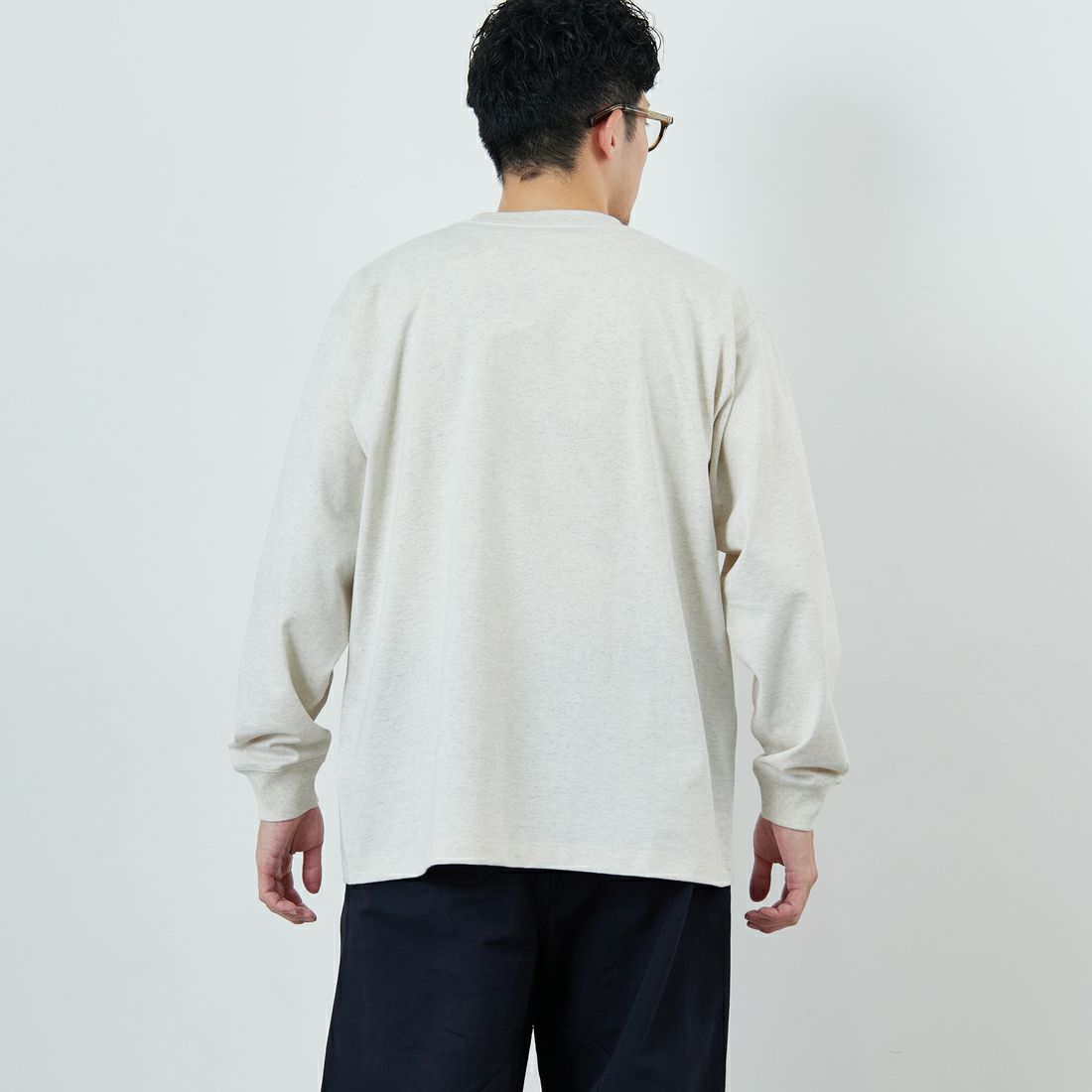 DANTON [ダントン] プレーン ロングスリーブTシャツ [DT-C0200TCB] HEATHER IV &&モデル身長：168cm 着用サイズ：M&&