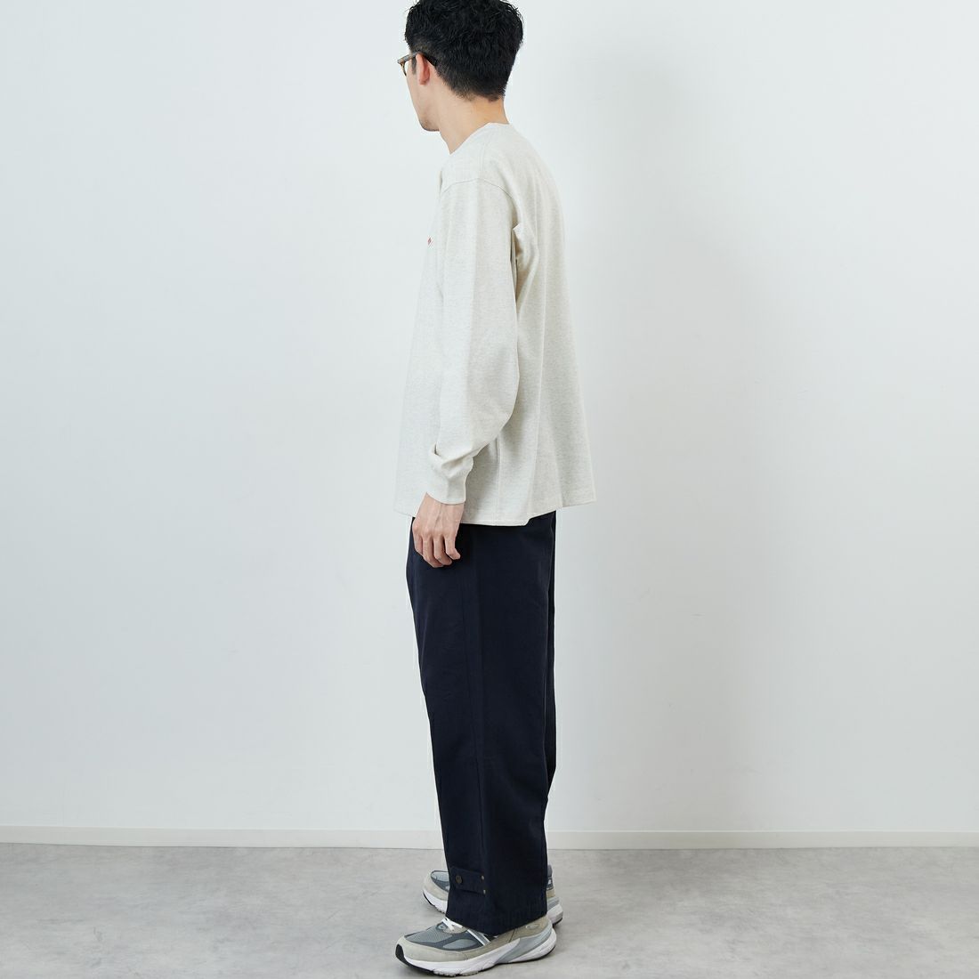 DANTON [ダントン] プレーン ロングスリーブTシャツ [DT-C0200TCB] HEATHER IV &&モデル身長：168cm 着用サイズ：M&&