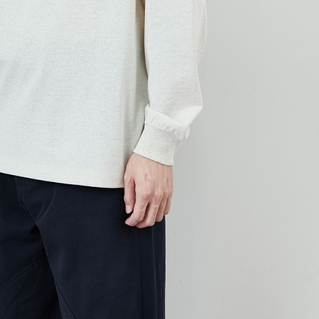 DANTON [ダントン] プレーン ロングスリーブTシャツ [DT-C0200TCB] HEATHER IV &&モデル身長：168cm 着用サイズ：M&&