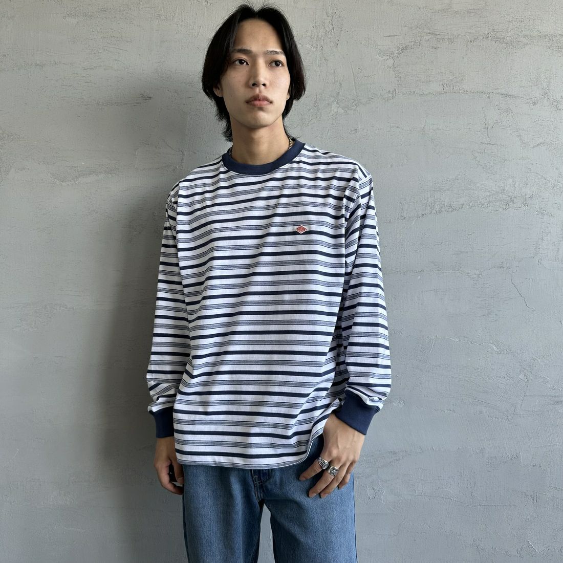 L.NVY/WHT&&モデル身長：179cm 着用サイズ：L&&