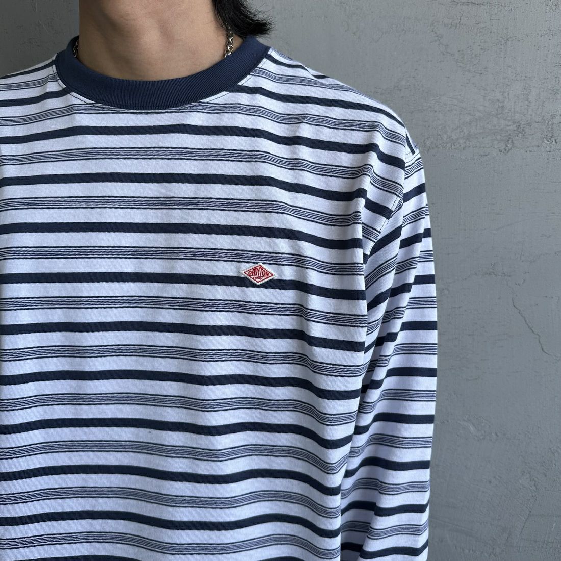 DANTON [ダントン] ストライプ ロングスリーブTシャツ [DT-C0200TCB] L.NVY/WHT
