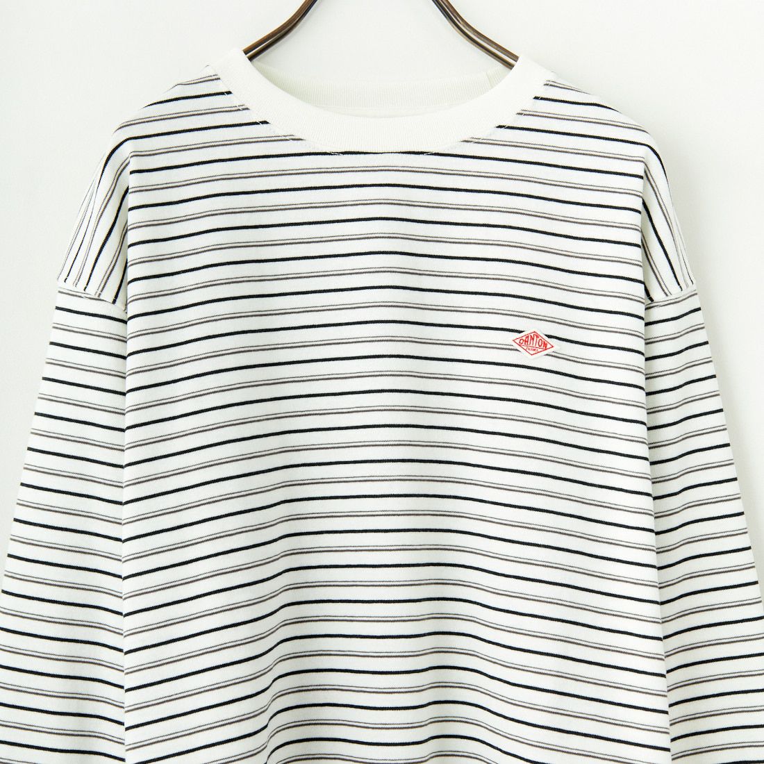 DANTON [ダントン] ストライプ ロングスリーブTシャツ [DT-C0200TCB] ECRU/BLACK