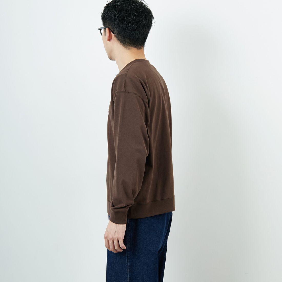 DANTON [ダントン] ソリッド スウェットTシャツ [DT-C0204TCB] DARK BROWN &&モデル身長：168cm 着用サイズ：S&&