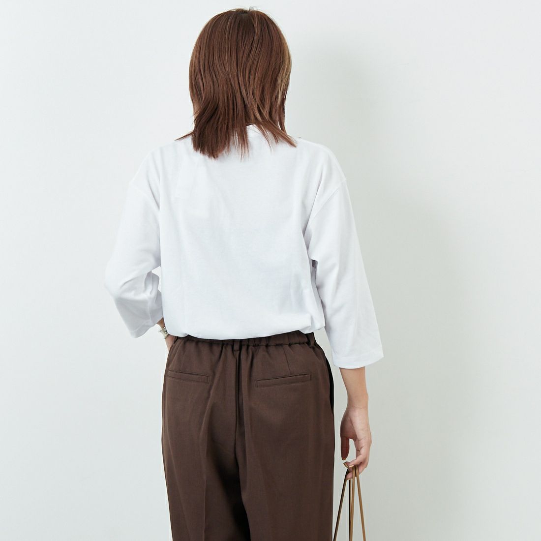 DANTON [ダントン] ソリッド クルーネックプルオーバー [DT-C0131TCB] WHITE &&モデル身長：167cm 着用サイズ：S&&