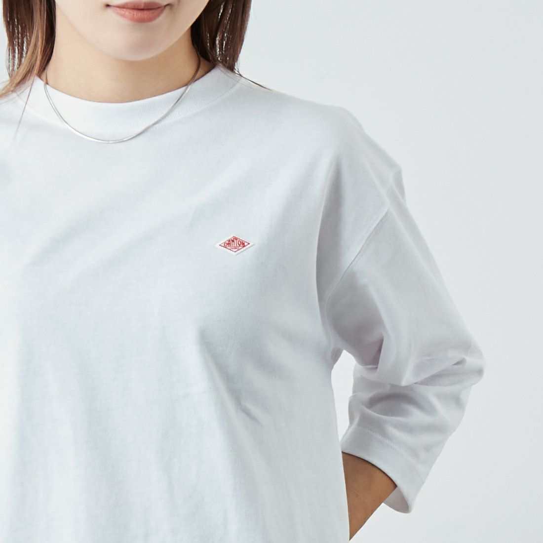 DANTON [ダントン] ソリッド クルーネックプルオーバー [DT-C0131TCB] WHITE &&モデル身長：167cm 着用サイズ：S&&