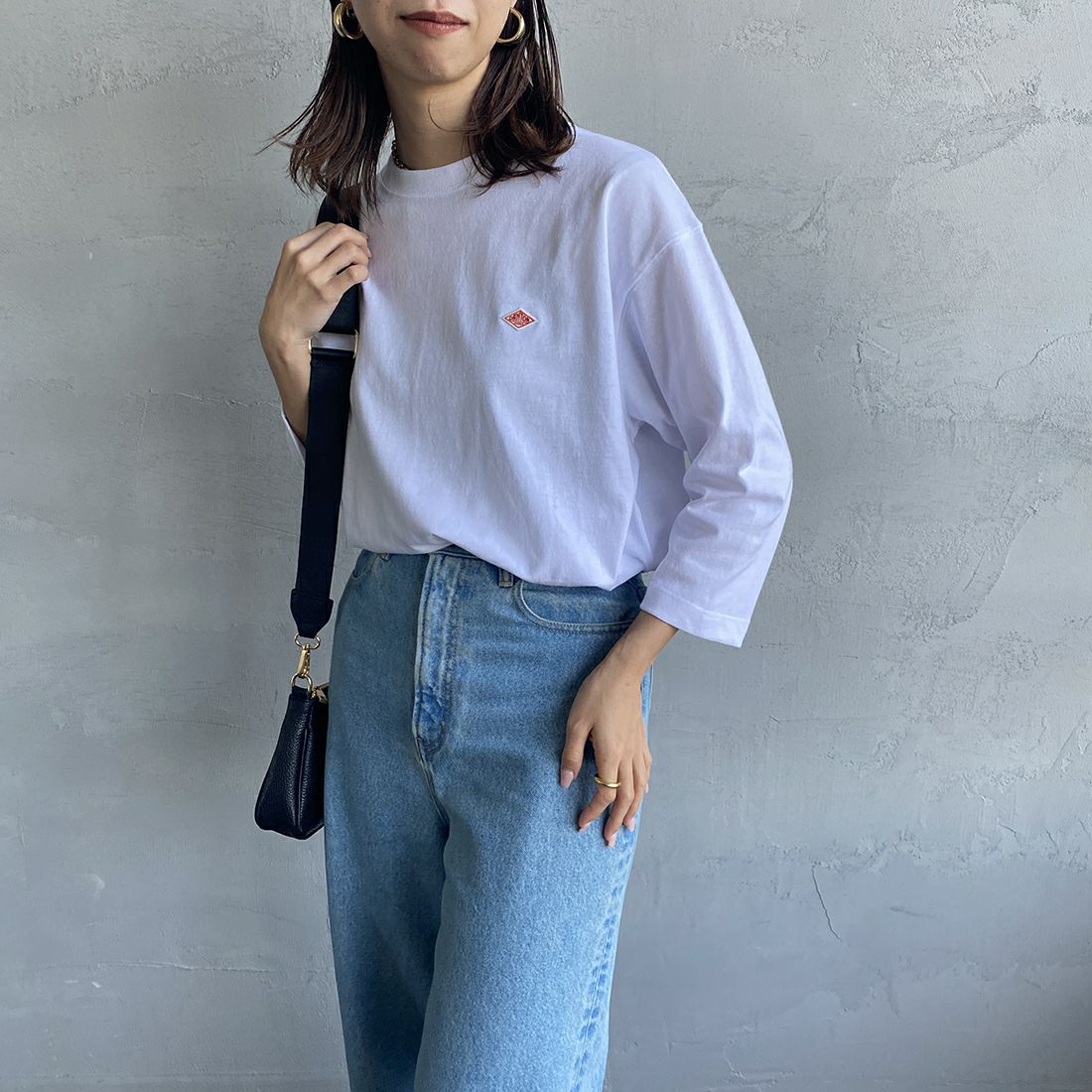 DANTON [ダントン] ソリッド クルーネックプルオーバー [DT-C0131TCB] WHITE &&モデル身長：163cm 着用サイズ：S&&