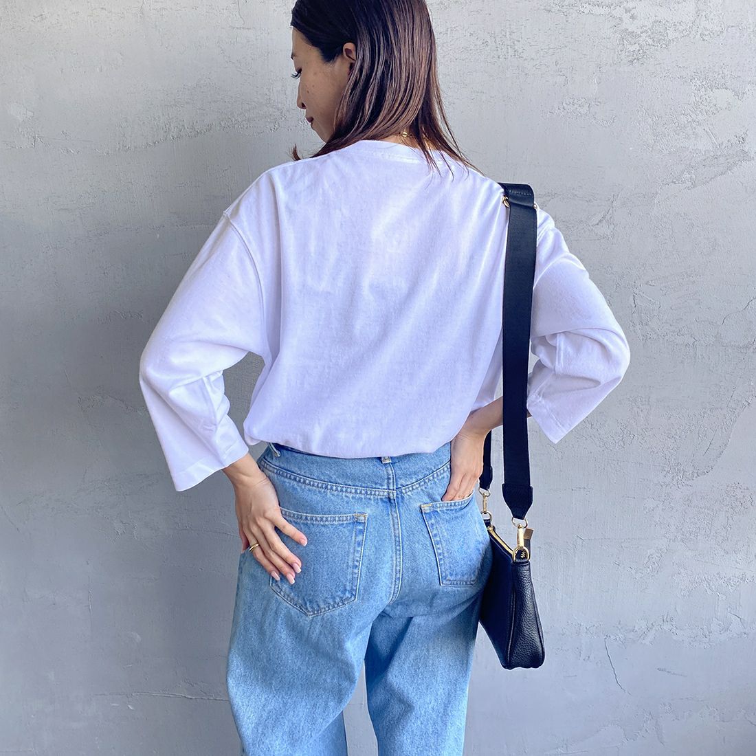 DANTON [ダントン] ソリッド クルーネックプルオーバー [DT-C0131TCB] WHITE &&モデル身長：163cm 着用サイズ：S&&