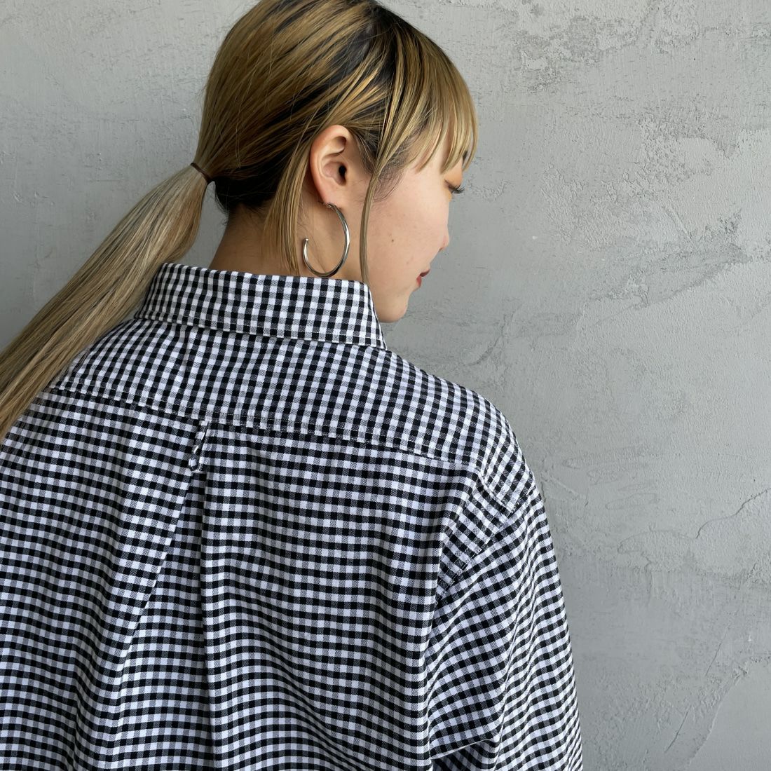 DANTON [ダントン] ラウンドカラー オックスフォードシャツ [DT-B0281OXP] BLK/WHT GN