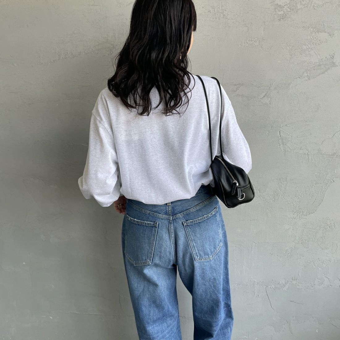 [DANTON [ダントン] ソリッド ロングスリーブTシャツ [DT-C0269TCB] H.WHITE &&モデル身長：160cm 着用サイズ：S&&