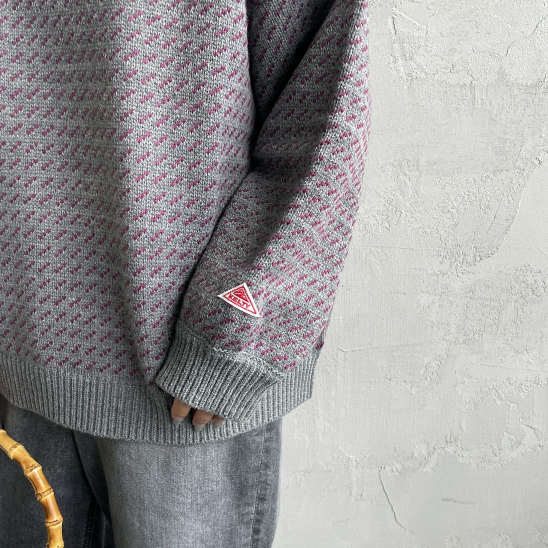 KELTY [ケルティ] 別注 クルーネック ジャガードニット [KE243W30IN02-JF] GRY/PPL