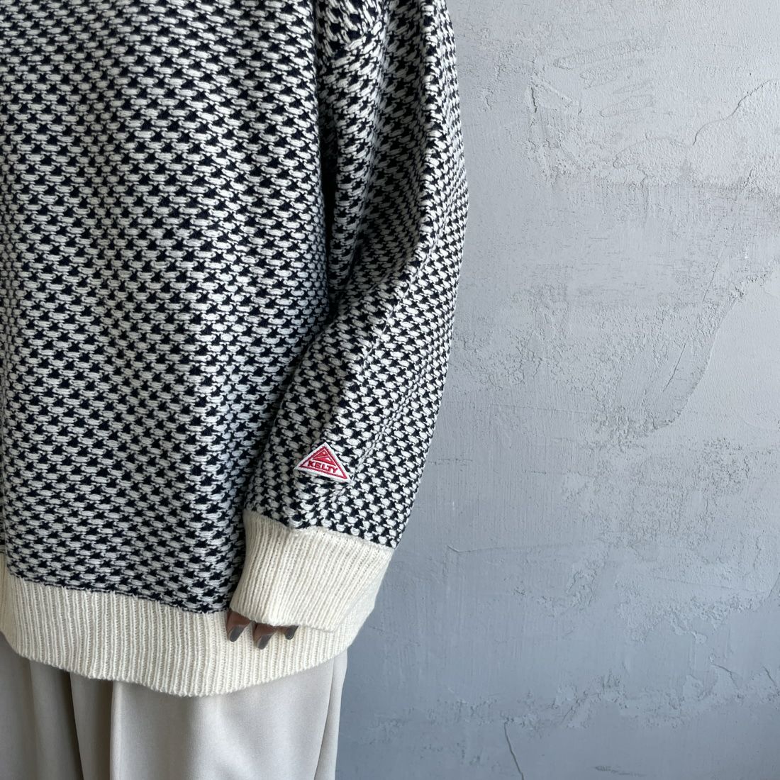 KELTY [ケルティ] 別注 クルーネック ジャガードニット [KE243W30IN02-JF] WHT/NVY