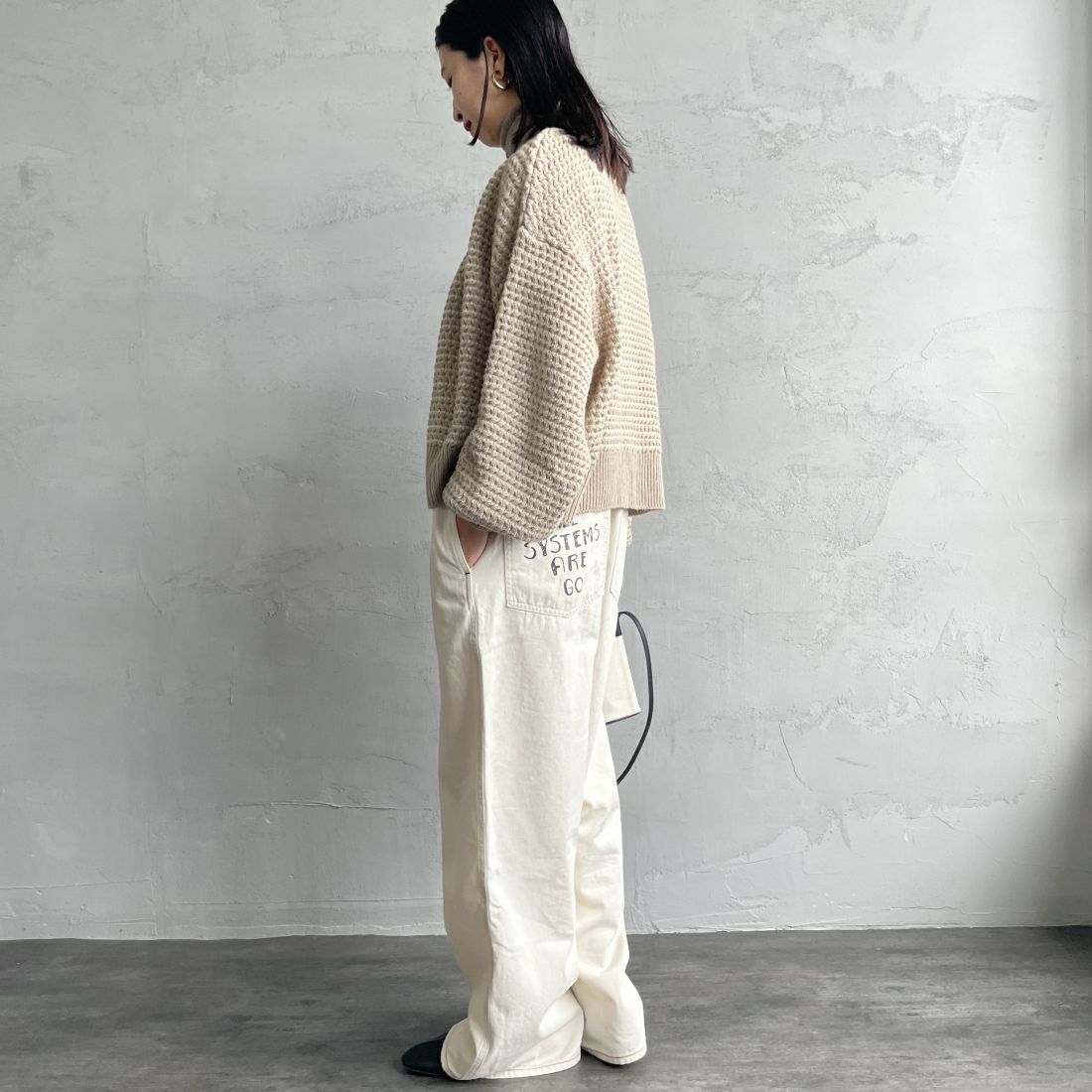 KELTY [ケルティ] 別注 ジャガードニットカーディガン [KE243W30IN01-JF] BEG/WHT &&モデル身長：160cm 着用サイズ：F&&