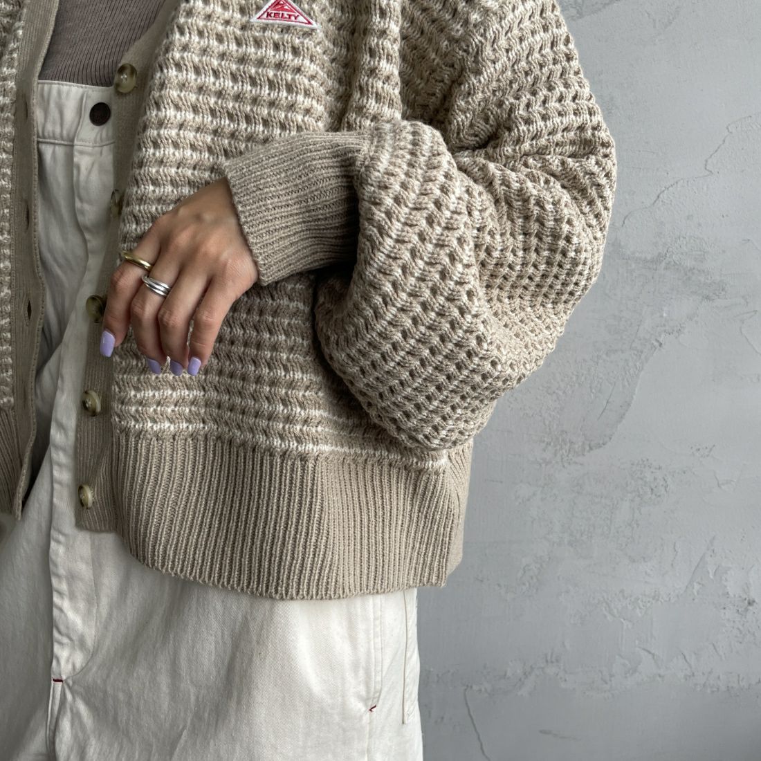 KELTY [ケルティ] 別注 ジャガードニットカーディガン [KE243W30IN01-JF] BEG/WHT