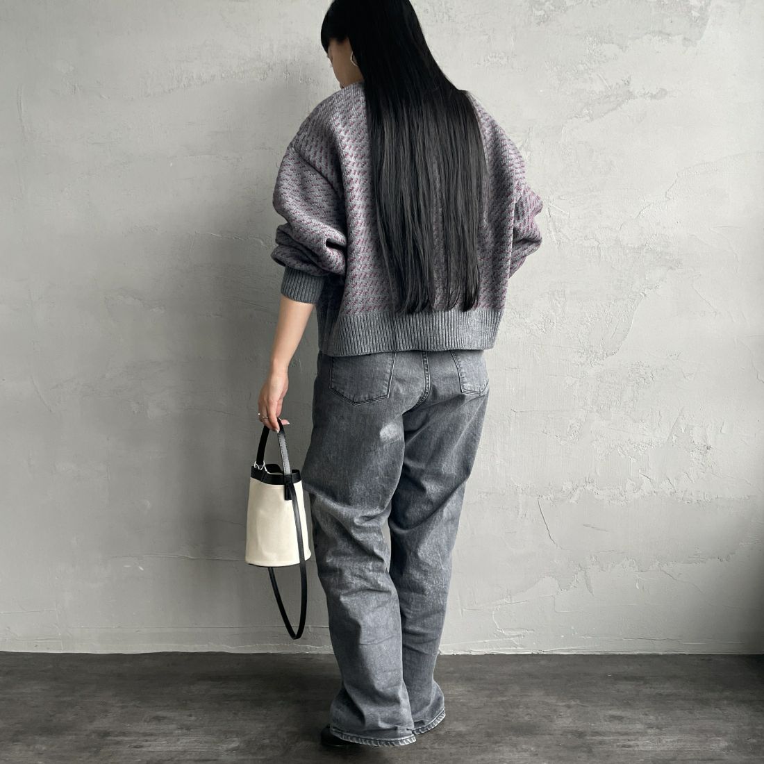 KELTY [ケルティ] 別注 ジャガードニットカーディガン [KE243W30IN01-JF] GRY/PPL &&モデル身長：156cm 着用サイズ：F&&