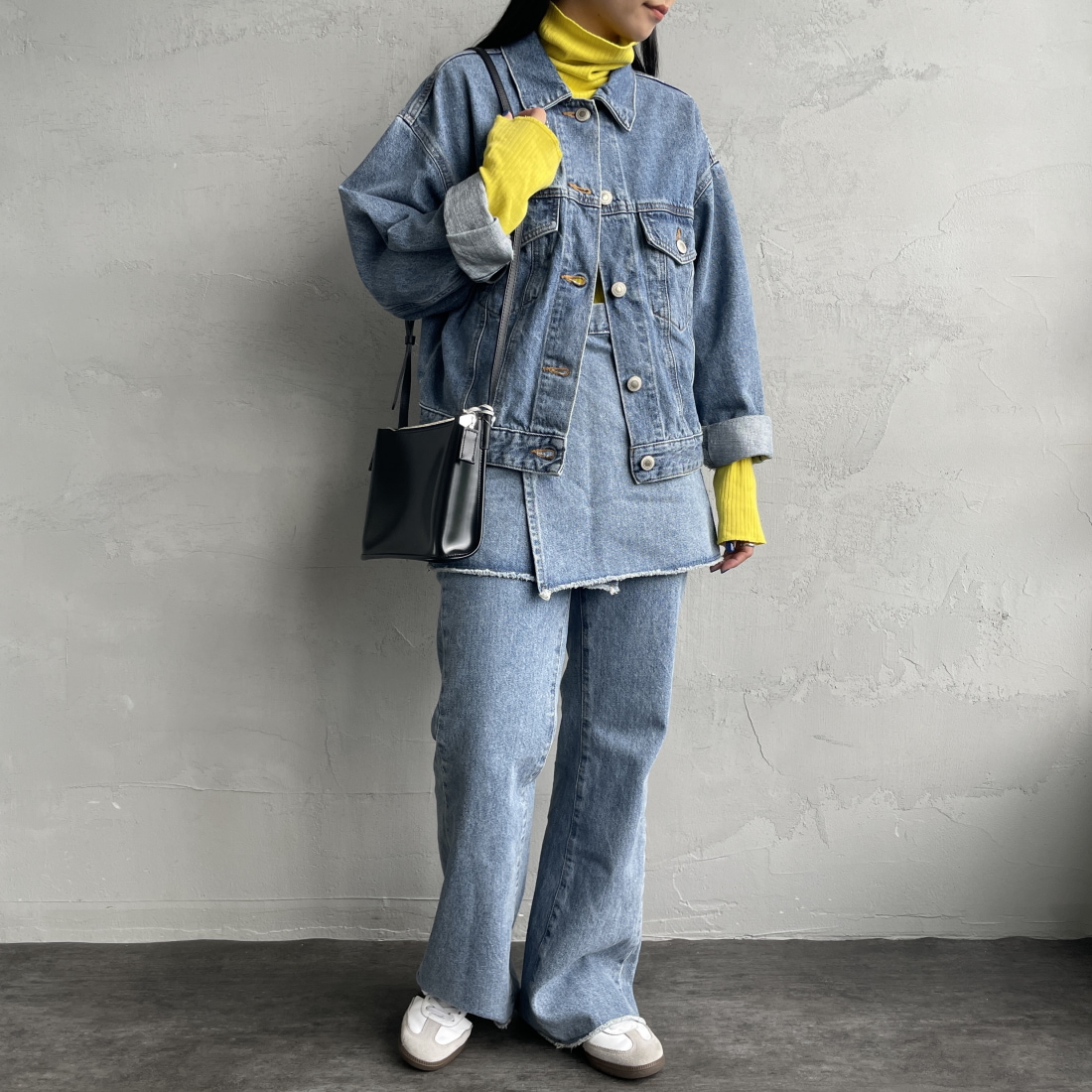 SOMETHING [サムシング] 別注 ラップスカート付き フレアデニム  