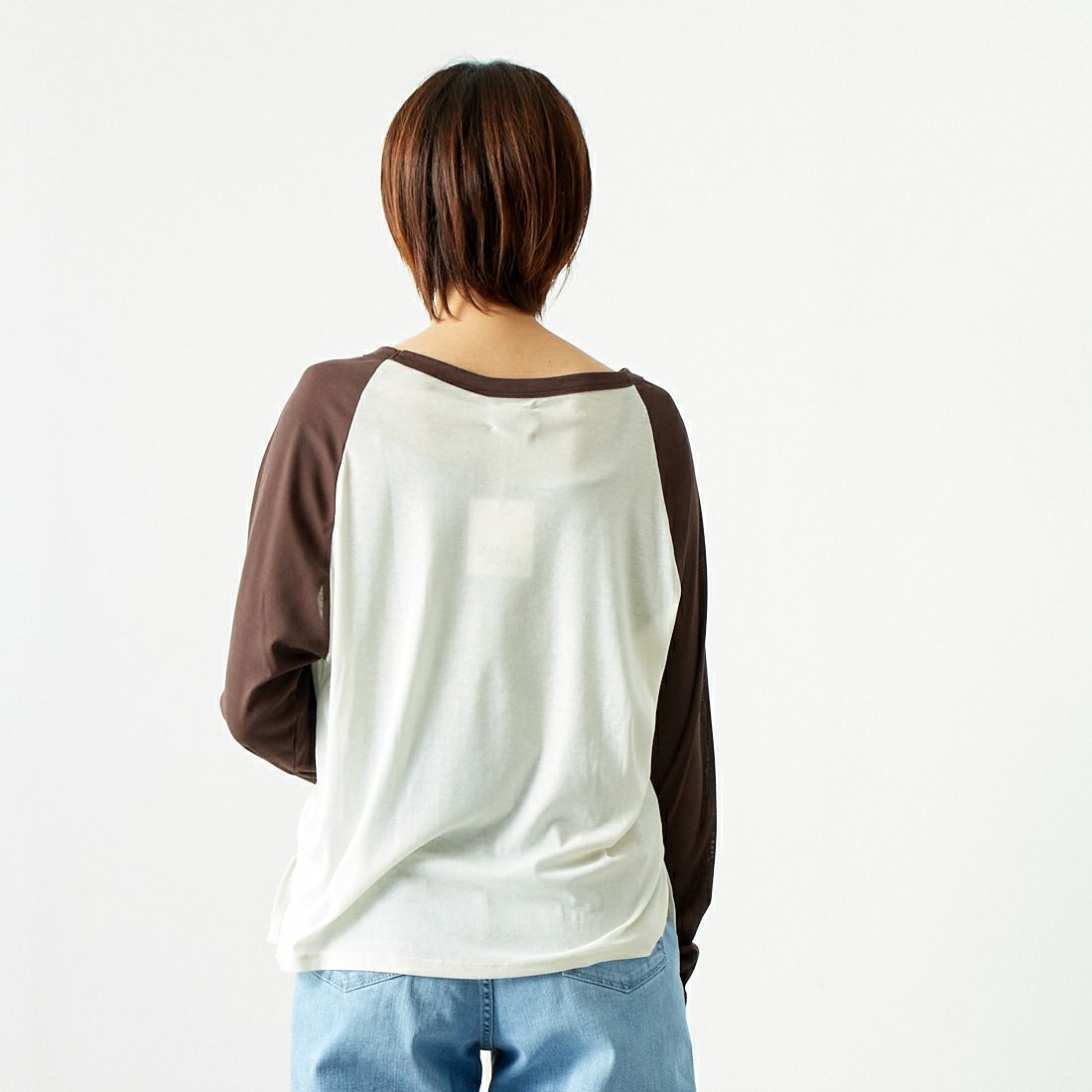 St.Johns 3rd club [セントジョンズサードクラブ] フランクリンセントラル シアーTシャツ [SJ24-12] OFF/BRN &&モデル身長：167cm 着用サイズ：F&&