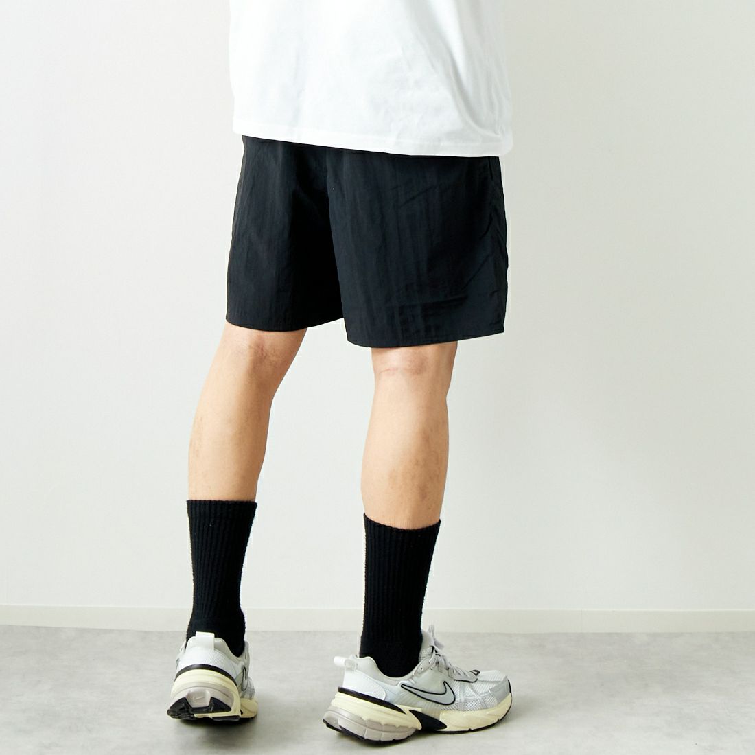 THRIFTY LOOK [スリフティールック] 別注 アーミーショーツ [NSV-505-JF] ﾌﾞﾗｯｸ &&モデル身長：179cm 着用サイズ：M&&