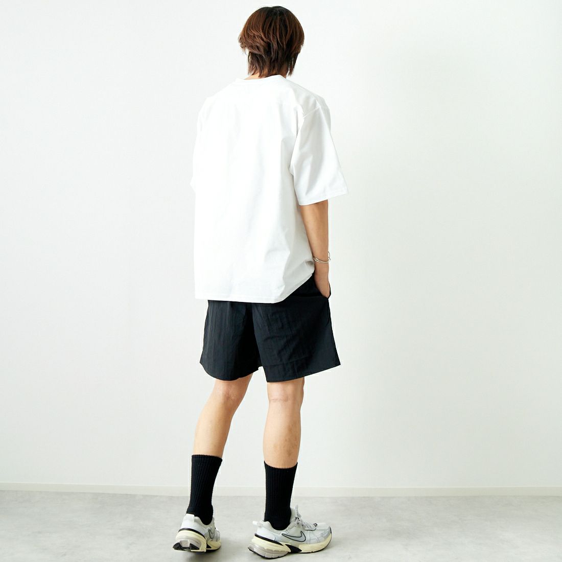 THRIFTY LOOK [スリフティールック] 別注 アーミーショーツ [NSV-505-JF] ﾌﾞﾗｯｸ &&モデル身長：179cm 着用サイズ：M&&