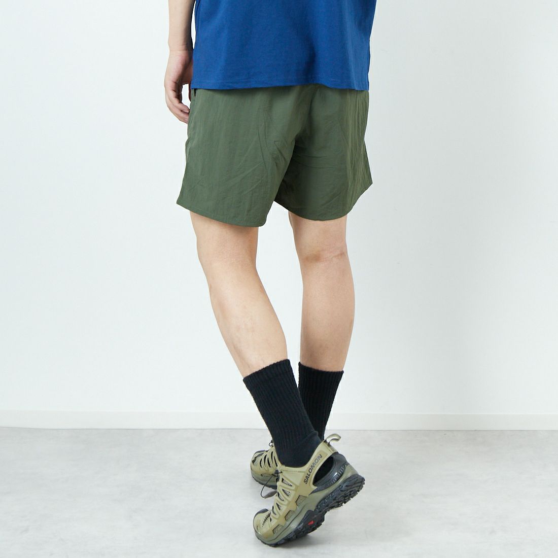 THRIFTY LOOK [スリフティールック] 別注 アーミーショーツ [NSV-505-JF] ｵﾘｰﾌﾞ &&モデル身長：179cm 着用サイズ：M&&