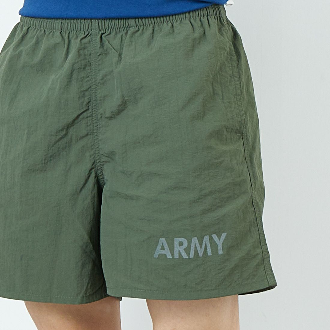 THRIFTY LOOK [スリフティールック] 別注 アーミーショーツ [NSV-505-JF] ｵﾘｰﾌﾞ &&モデル身長：179cm 着用サイズ：M&&