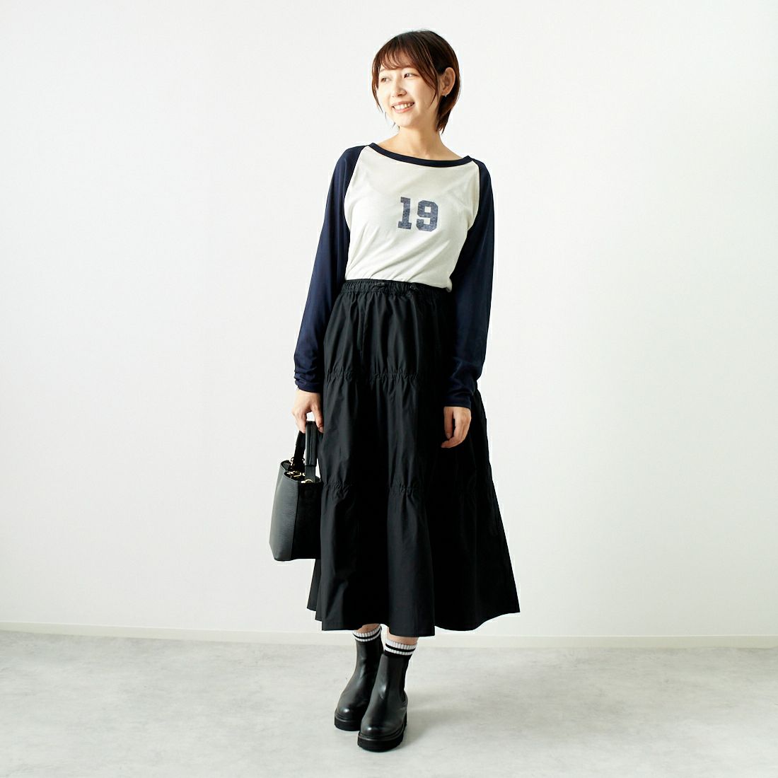 St.Johns 3rd club [セントジョンズサードクラブ] NO.19 シアーTシャツ [SJ24-14] OFF/NVY &&モデル身長：167cm 着用サイズ：F&&