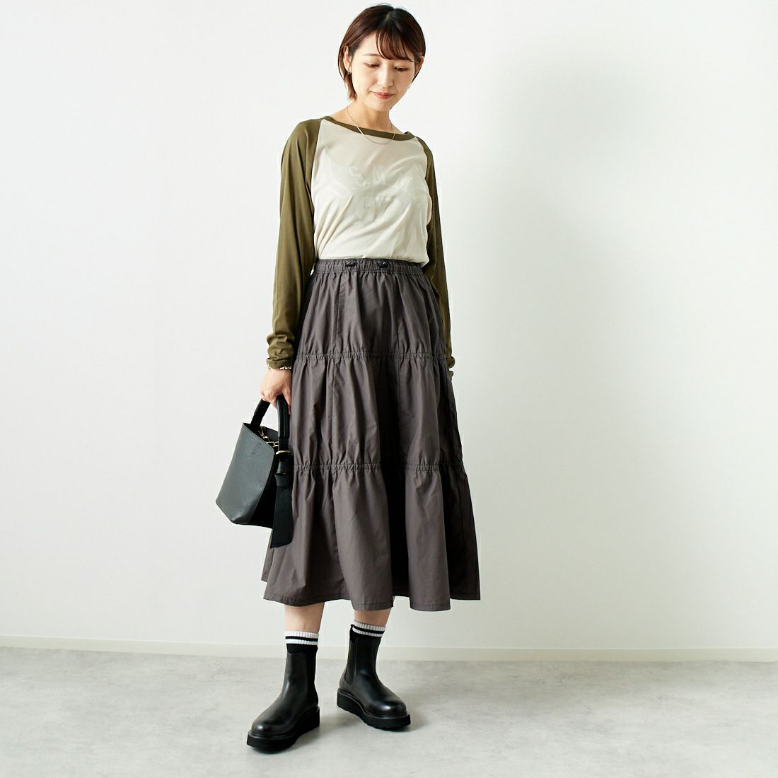 St.Johns 3rd club [セントジョンズサードクラブ] U.S.M.M.A シアーTシャツ [SJ24-15] BEG/KHK &&モデル身長：167cm 着用サイズ：F&&