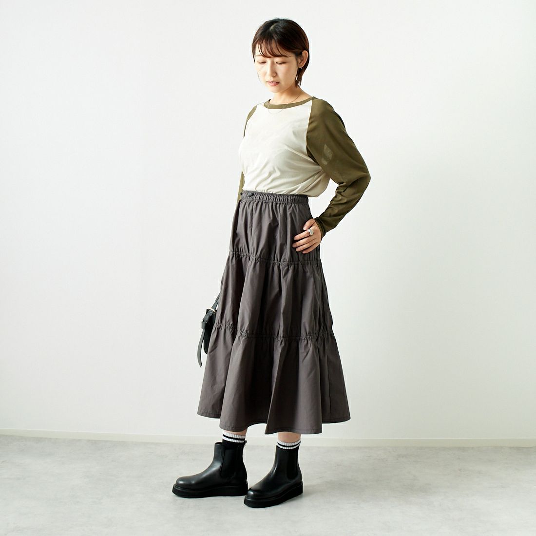 St.Johns 3rd club [セントジョンズサードクラブ] U.S.M.M.A シアーTシャツ [SJ24-15] BEG/KHK &&モデル身長：167cm 着用サイズ：F&&
