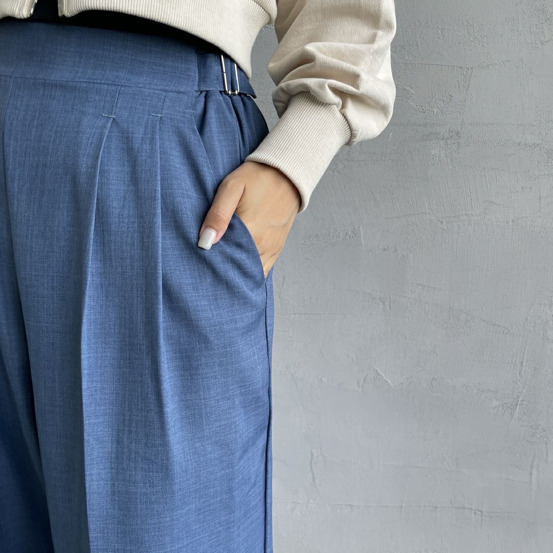 By/m [バイエム] センタープレスタックワイドパンツ [B24132055] 12 BLUE