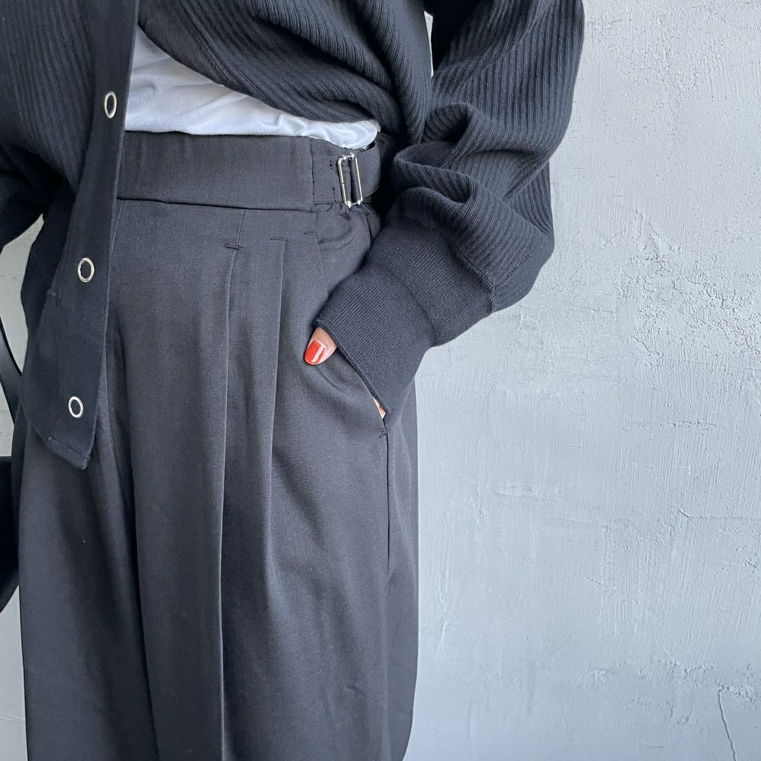 By/m [バイエム] センタープレスタックワイドパンツ [B24132055] 09 BLACK