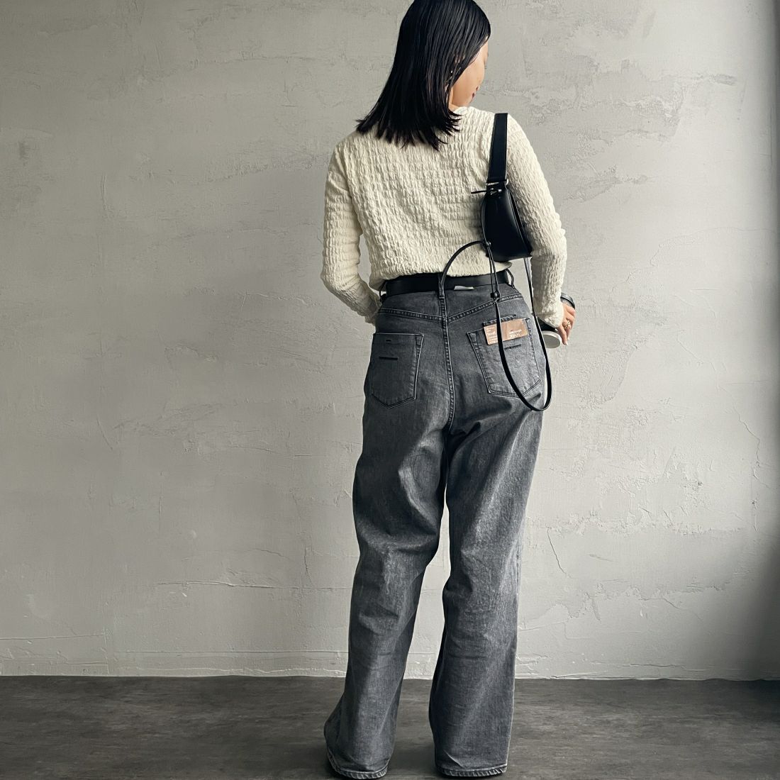 By/m [バイエム] 2WAYシャーリングカットソー [24132018] 02 OFF &&モデル身長：163cm 着用サイズ：F&&