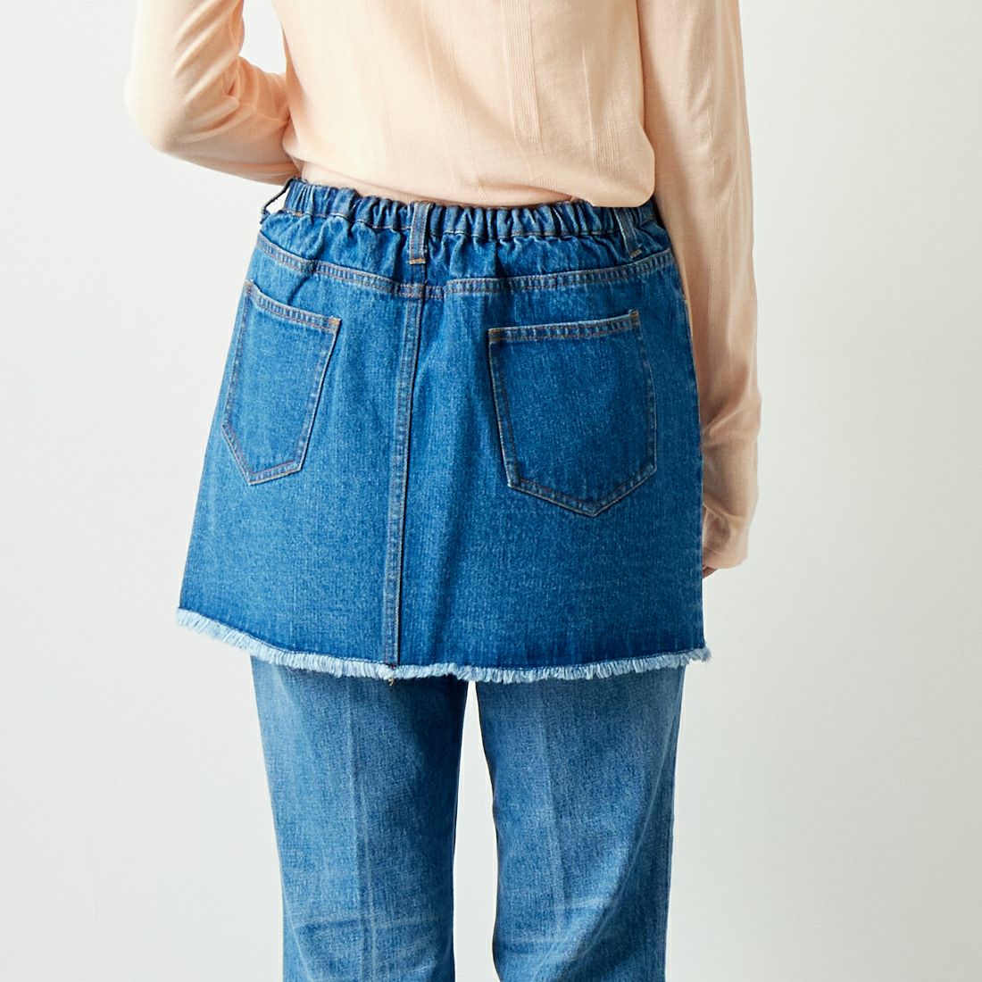 Jeans Factory Clothes [ジーンズファクトリークローズ] 2WAY デニムスカート [UDW242-2700] BLUE &&モデル身長：167cm 着用サイズ：F&&