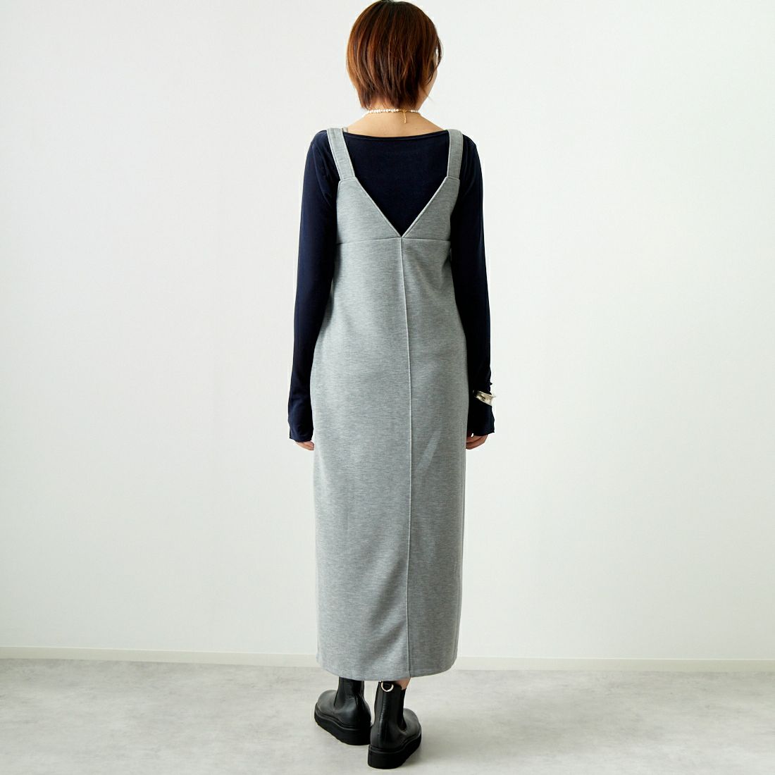 Maison de L'allure [メゾン ドゥ ラリュール] 2WAYタックスリットジャンスカ [M24132009] 07 GRAY &&モデル身長：167cm 着用サイズ：F&&