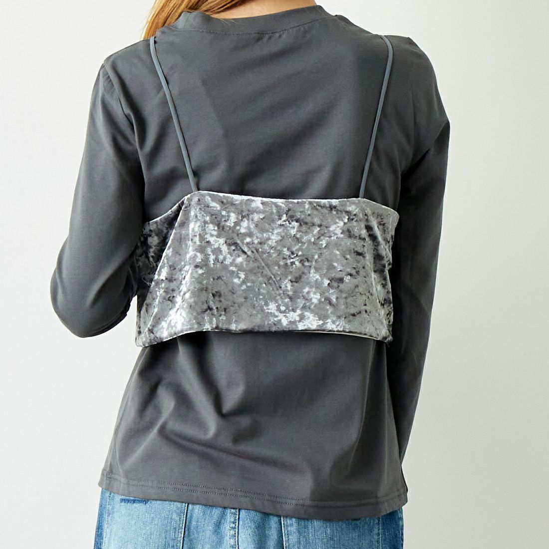 CLOCHE [クロシェ] ベロアビスチェ×カットソー [45285605] ﾁｬｺｰﾙ