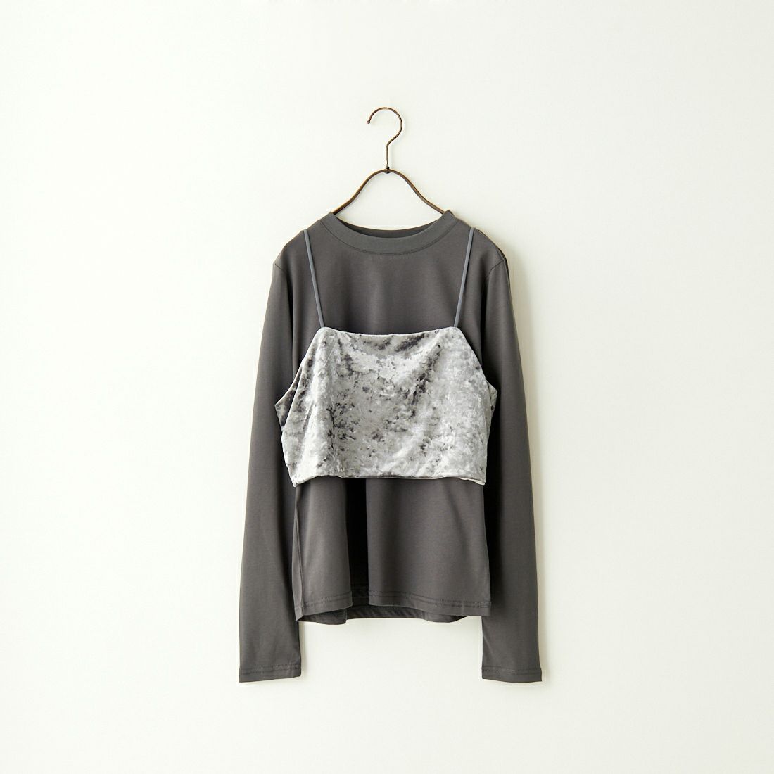 CLOCHE [クロシェ] ベロアビスチェ×カットソー [45285605] ﾁｬｺｰﾙ