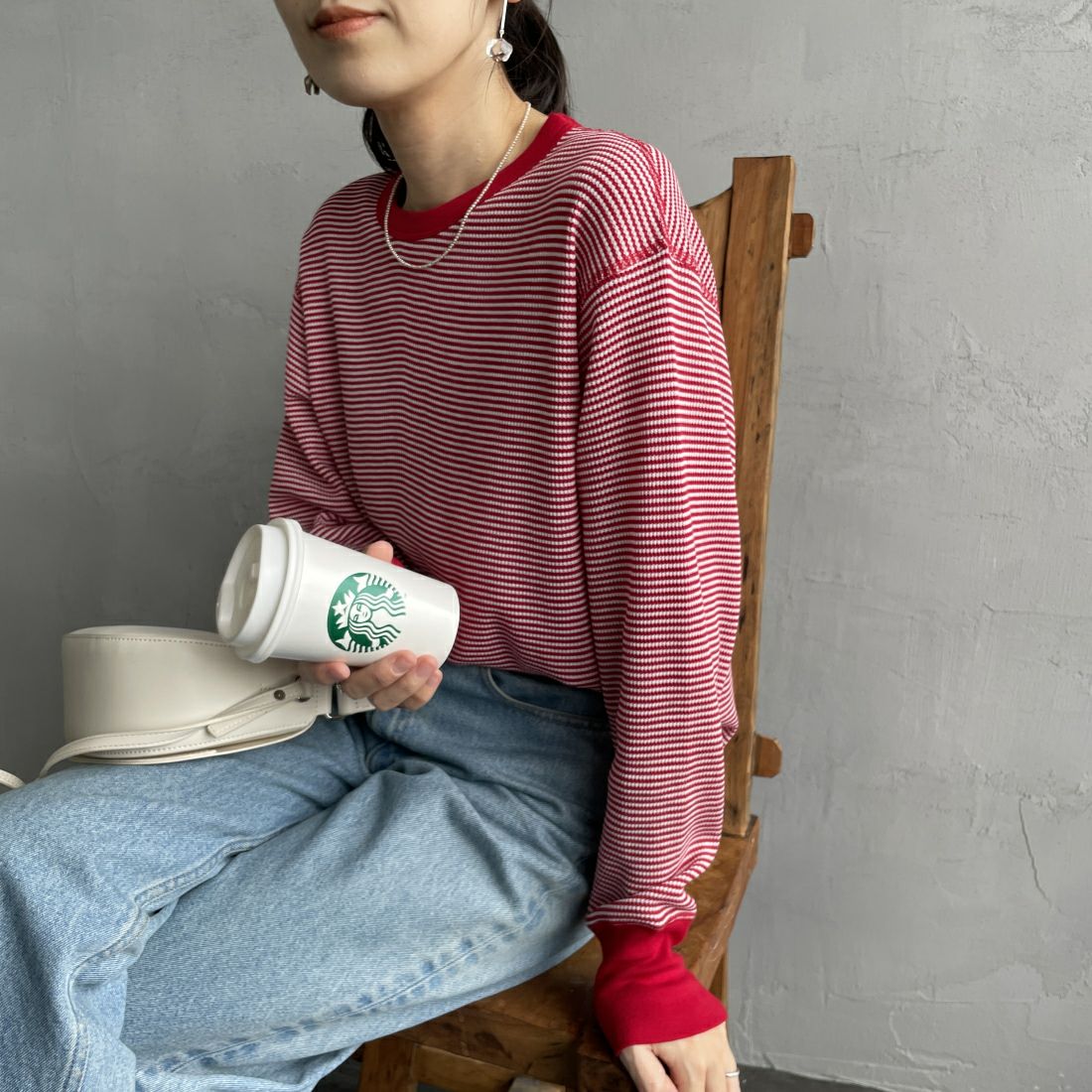 Health knit [ヘルスニット] 別注 クルーネック ワッフルボーダーカットソー [HR24F-L021IN-JF]