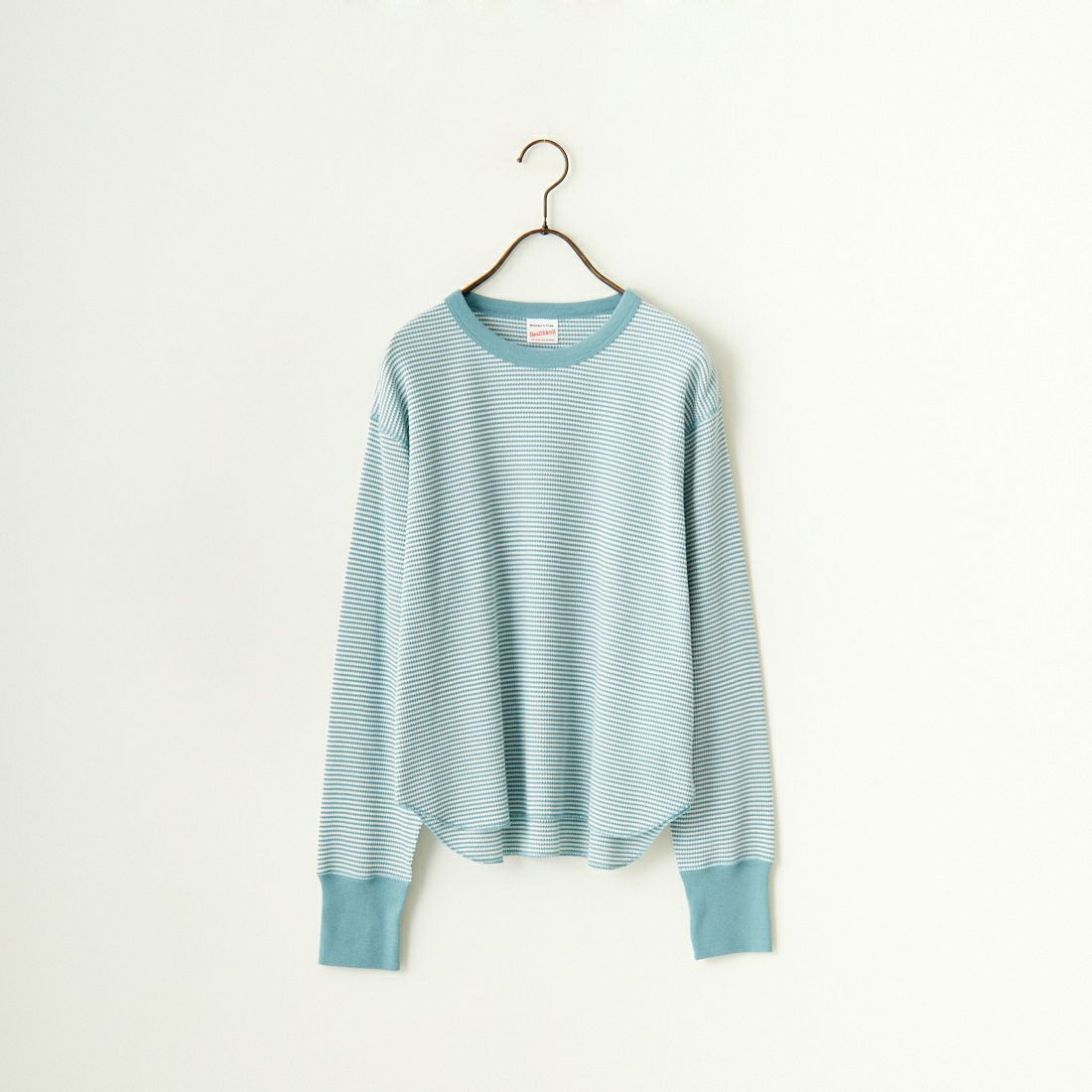 Health knit [ヘルスニット] 別注 クルーネック ワッフルボーダーカットソー [HR24F-L021IN-JF] BLU/OFF BD