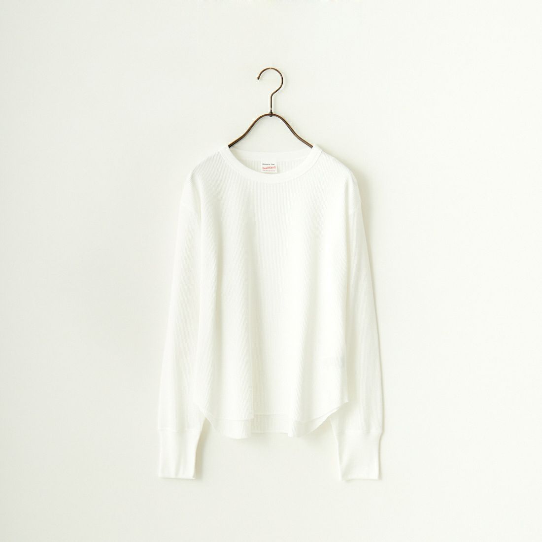 Health knit [ヘルスニット] 別注 クルーネック ワッフルボーダーカットソー [HR24F-L021IN-JF] WHITE