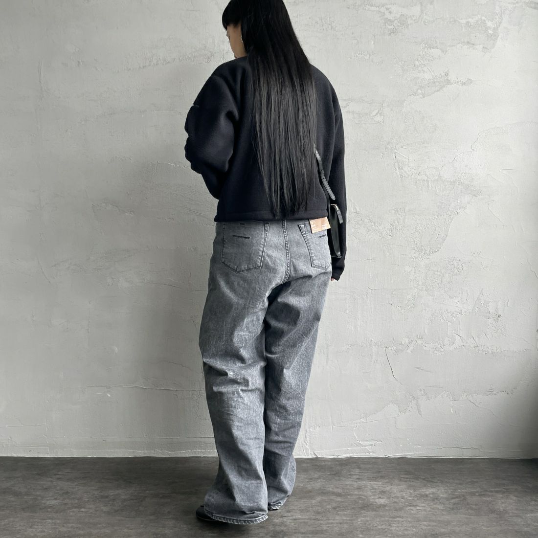 ORCIVAL [オーシバル] クルーネック フリースカーディガン [OR-C0378EFC] BLACK &&モデル身長：156cm 着用サイズ：2&&